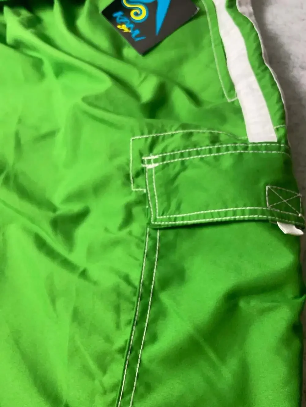 Kanu Surf Board Shorts 4X Green White Cargo Swim Trunks